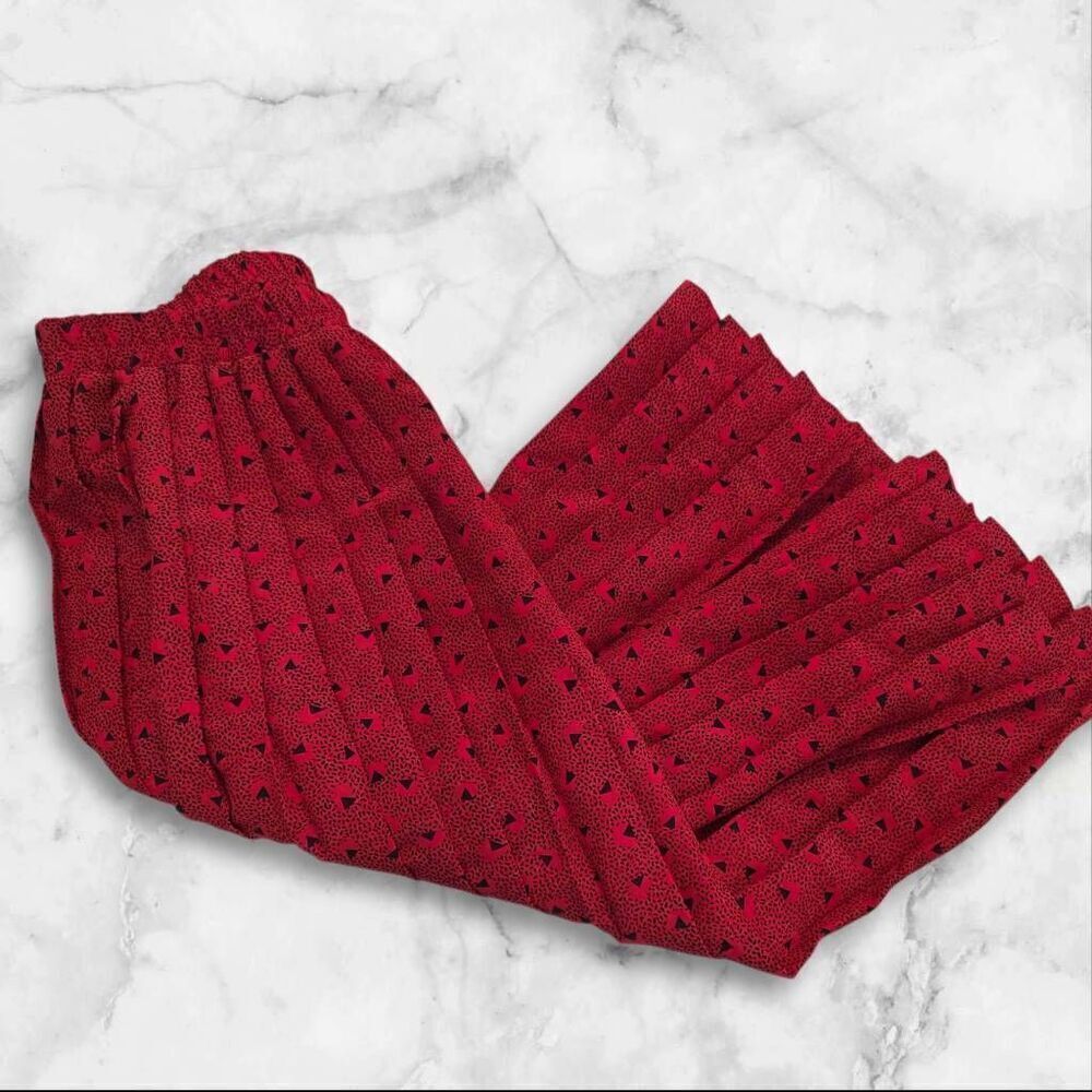 Andrea Gayle Vintage Red Pleated Skirt Size Medium